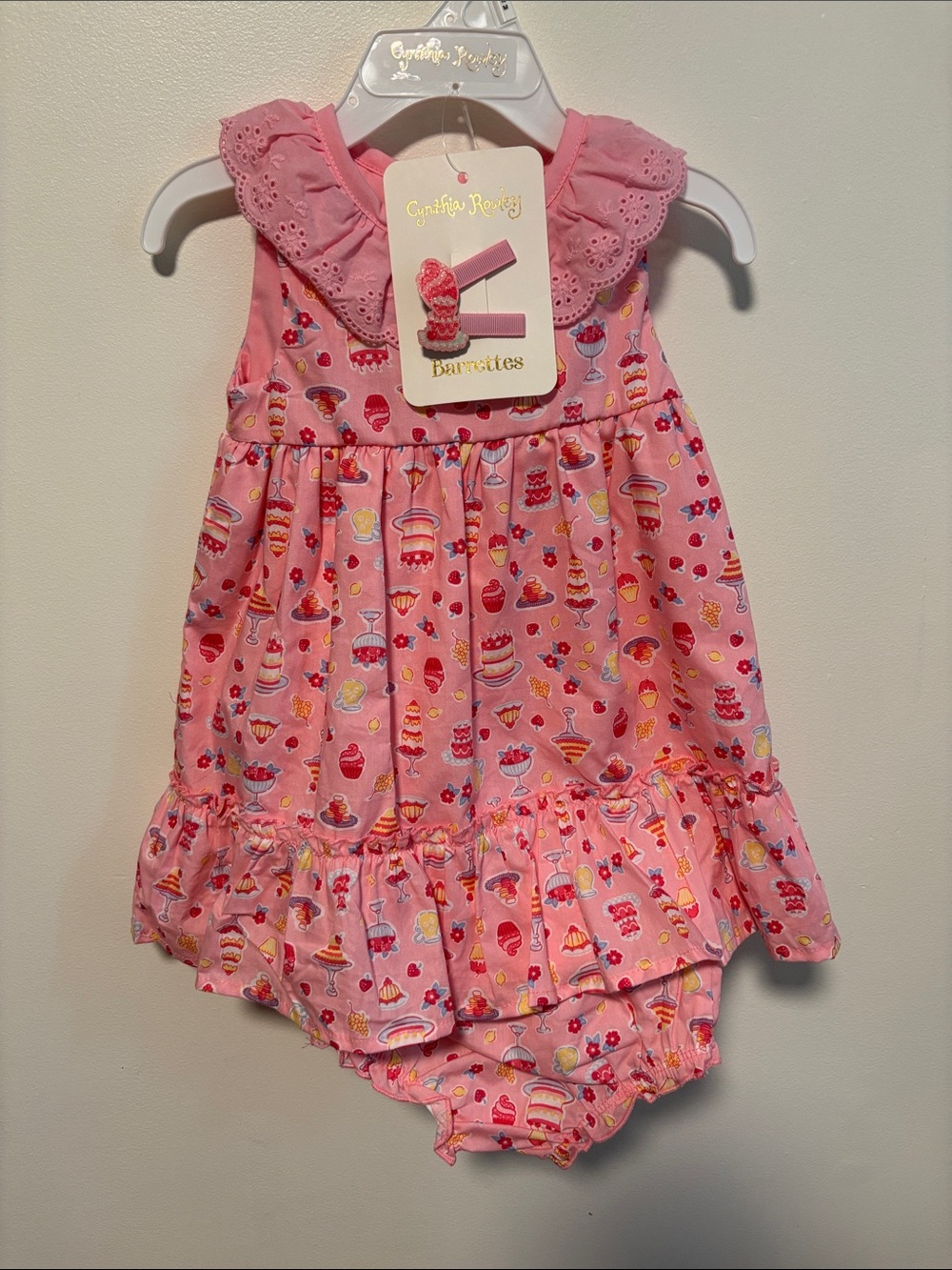 Cynthia Rowley Pink Dessert Print Dress with Matching Bloomers